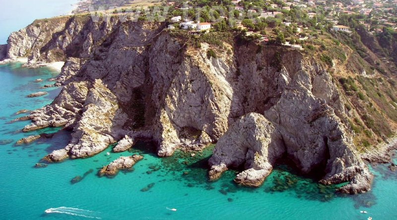 Capo Vaticano cliffs and turquoise waters